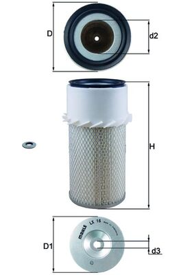 Mahle Air Filter LX16A