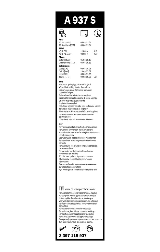 Bosch Aerotwin Flat Blade Set 600/475 3397118937