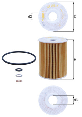Mahle Oil Filter - Element OX355/3D
